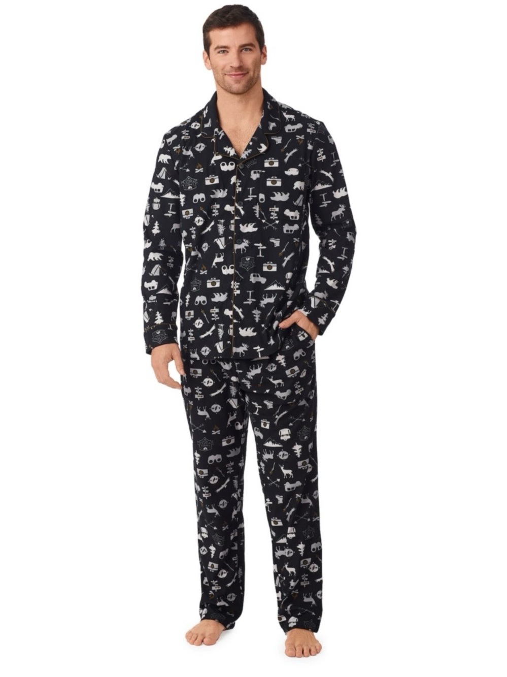 Cuddl Duds Mens Cozy Lodge Notch Collar 2- Piece Pajama Set  - Size 3XL TALL